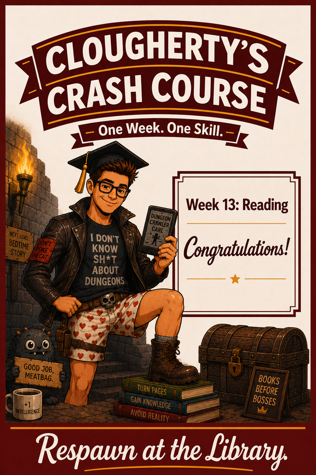Clougherty Crash Course artwork for Week 13: Reading