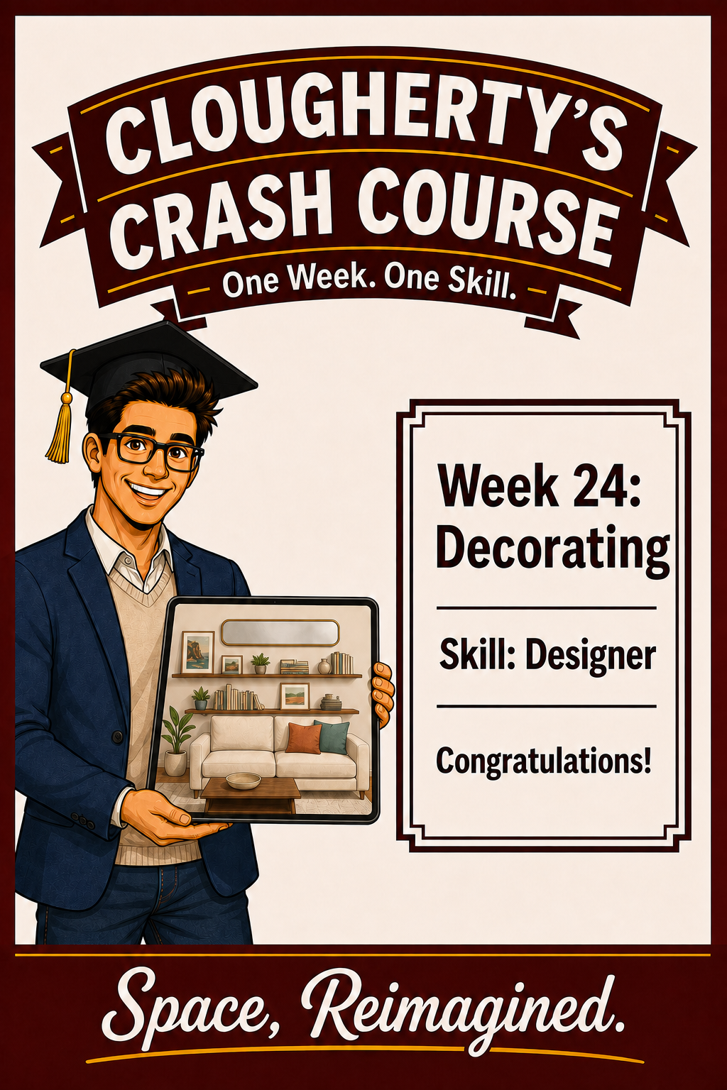 Clougherty Crash Course artwork for Week 24: Decorating