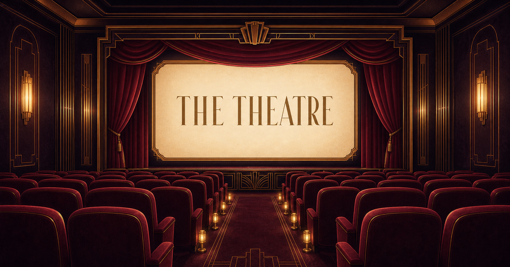 The Theatre cover with an Art Deco cinema screen and burgundy seats